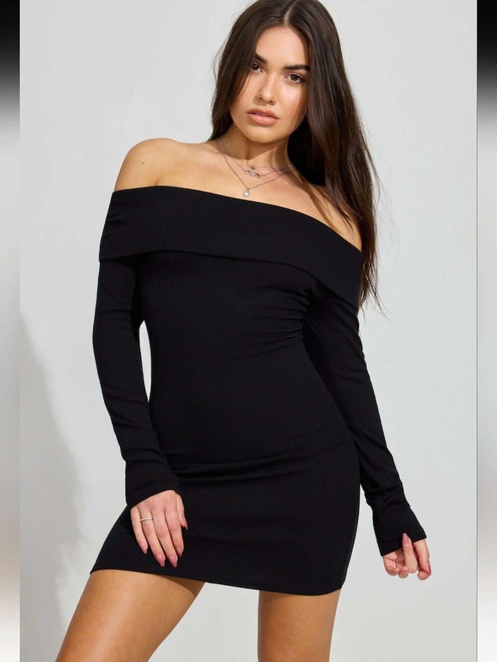 Garage Carmen Off Shoulder Dress Petite Small Black